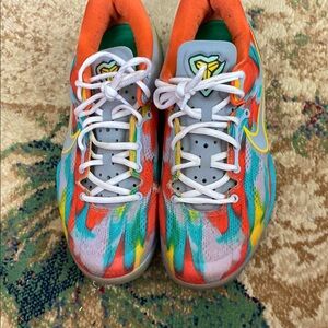 Orange and Green Athletic Sneakers with Dynamic Design